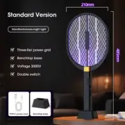 2024 Upgraded 3000V Electric Mosquito Racket with Purple Killer Lamp TYPE-C Rech