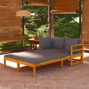 Sun Loungers with Dark Grey Cushions 2 pcs Acacia Wood vidaXL
