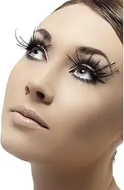 Smiffys Fever Women's Eyelashes, Black with Feather Plumes, Contains Glue, One Size, 34983