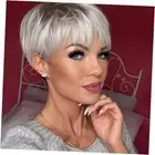 Short Platinum Blonde Pixie Cut Wig Fluffy Short Hair A-Platinum Blonde Wig