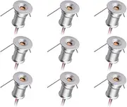 Tuperoymse Mini Downlight DC12V 1W 3000K 9 Pack Silver, Used for Indoor Wardrobe Lighting, Cabinet Lighting, Artwork Light Easy Install Easy to Use