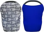 Nursing Cover for Babies Versatile Baby Car Seat Cover for Newborn Grey Arrow Blue 2 Pack