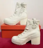 Converse Chuck 70 De Luxe Heel Western Platform Boots Vintage White Women 8.5