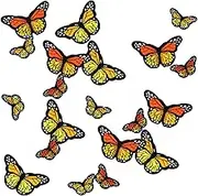 20pcs Monarch Butterfly Iron on Patches, 2 Size Embroidered Sew Applique Repair Patch