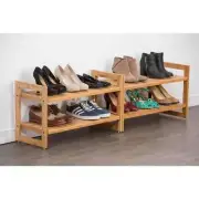 Trinity ShoeRack 15.7"x27.5"x11.8" 4Tier Bamboo+Fixed Shelves Stackable+Hardware