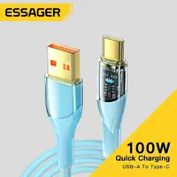 在飛比找蝦皮商城優惠-Essager 7A 100W c型數據線充電透明快充數據線