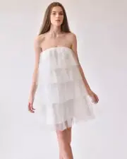 Alpha Be Layla Frill Mini White Faux Pearl Encrusted Size AU/UK 10 US 6 BNWT