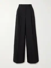 [Givenchy] Givenchy - Pleated Metallic Striped Wool-blend Wide-leg Pants - Black - FR 34 FR 34 Black