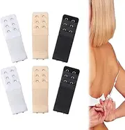 [KkvoGmle] Pack of 6 Bra Extensions, 3 Rows, 2 Hooks, Elastic Soft Comfortable Bra Strap Extender, Bra Extension for Women, Pregnancy Accessories, Bra Extender (White, Black, Skin Colour), White, black, skin