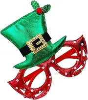 [Generic] Christmas Glasses Frame | Cute Glitter Christmas Eyeglasses - Top Hat Shape Christmas Glasses Frame for Photo Props Cosplay