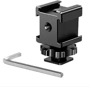 Lrocaoai Cold Hot Shoe Extension Bracket Extension Mount with Triple Cold Shoe Mount for Video Cameras Or DSLR Camera Accessories