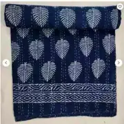 Indian Kantha Hand Block Print Quilt Handmade Bedspread Blanket King Size