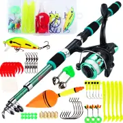 Sougayilang Spinning Fishing Rod Reel Combos 1.8M Telescopic Rod with 5.2:1 3BB Fishign Reel Max Drag 5kg Full Fishing K
