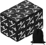 uxcell 12Pcs Magic Dice Counters, Acrylic D6 Life Token Dice Set with Pouch for Standard Cards Gaming Accessories, Black