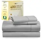 Queen Sheets Set - Soft 400 Thread Count Sateen, Natural 100% Cotton Sheets, ...