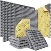 48 Pack Pyramid Sound Proof Foam Panels with Self-Adhesive 12" X 12" X 1" Aco...