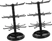 INOOMP 2pcs Rotating Keychain Holder Necklace Display Rack for Organizing Jewelry Hair Ties Accessories Elegant Neutral Color Decor Multipurpose Desktop Storage