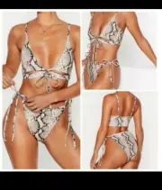 Nasty Gal Snake Print Bikini Set