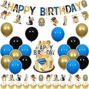 Egyptian Party Decorations, Ancient Egypt Birthday Decorations, Egypt Happy Birthday Banner, Pyramid Mummy Pharaoh Cake Toppers, Egyptian Birthday Baby Shower Party Supplies
