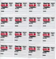 100 STATIC CLING OIL CHANGE STICKER DECAL FREE SHIPPING