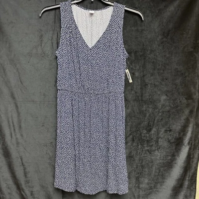 NWT Old Navy Womens Medium Dress Tank Top Flowy Navy Polka Dots Sleeveless