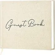 Lankaiva Wedding Guest Book, Guest Book Wedding Reception - Classic Baby Shower Guest Book, 100 Blank Pages for Bridal Shower Birthday Graduation Sign in and Photos, Beige