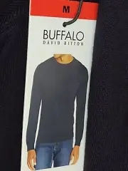 NEW $69 Buffalo David Bitton Mens Blue Crew Neck Long Sleeve Sweater Size Medium