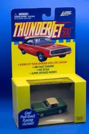 JOHNNY LIGHTNING PULLBACK HO SLOT CAR BODY TJET MUSTANG GREEN/TAN HARDTOP