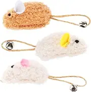 ERINGOGO 3pcs Interactive Plush Mouse Teasing Cat with Bells Engaging Kitten for Scratching Playtime Fun Chew Plaything for Cats to Boredom and Enhance Mood