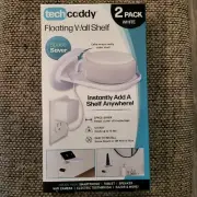 Tech Caddy Floating Wall Shelf - 2 Pack - White - Holds Up To 10 Lbs.