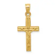 14K Yellow Gold Hollow Crucifix Pendant