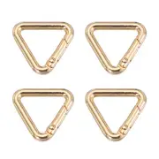 4Pcs Triangle Key Ring Spring 0.78" Metal Spring Rings Buckle Clips Gold