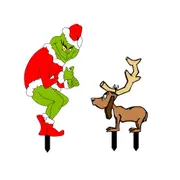 Yard Signs Grinch Decor Christmas Garden Lawn Stakes Stealing Outdoor Party Supplies Holiday Festive Ornaments
