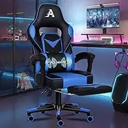 ALFORDSON Video Gaming Chair Gordon Series, Ergonomic Office Chair for Home Computer Executive Desk, Racing Reclining Swivel Seater with Footrest with Lumbar Cushion, Blue