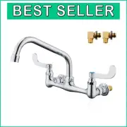 Premium Wall Mount Commercial Faucet with 8-Inch Swivel Spout & Lever Handles