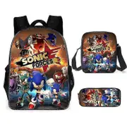 SONIC Sonic Schoolbag Three-Piece Set - Anime Cartoon Backpack, Shoulder Bag, and Pencil Case - Vibrant and Durable Set for Sonic FansJXLGV