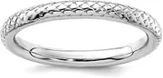 [JewelryWeb] 925 Sterling Silver Polished Patterned Rhodium Cable Ring Band Style-Ring for Women