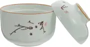 KICHOUSE Ceramic Soup Cup with Lid Style Steaming Bowl Heat-Resistant Family Restaurant Use