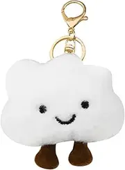 xuzhiyuan Funny Smiling Cloud Keyring Cute Smiling Face Cloud Soft Plush Car Keychain Bag Jewelry for Women
