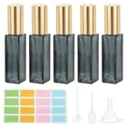 5 Pcs 10ml Travel Perfume Bottle with 3 Pcs Refill Tool, Labels, Blue/Gold