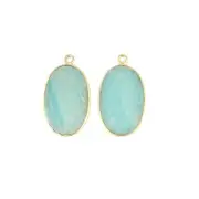 Splendid Natural Amazonite #MetalPurity# Brass DIY Making Connector Pair