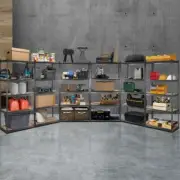 6 PCS Garage Metal Rack Shelving Unit Warehouse 5 Tier Storage Shelf Organiser