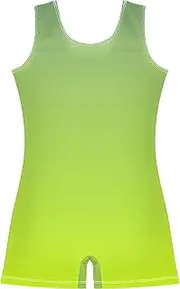 [GAIGEO] Dinosaur Green Light Lime Gradient Leotards for Gymnastics Toddler Girls Biketards Gimnasia Ballet Dance Shorts 2-3t