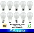 10 x 42W = 60W Pearl GLS Halogen Light Globes Bulbs Lamps Bayonet Cap B22 BC