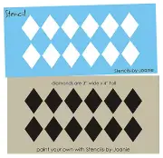 4" tall Diamond Shape 11"x24" Stencil Harlequin Border DIY Wall Art Craft Signs