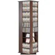 VEVOR Spinning Media Tower 4-Sided Revolving Media Tower 1040 CDs Espresso
