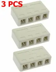3 Pack 4 Port Blank RJ45 Surface Wall Mount Box For Snap-in Keystone Jack Insert