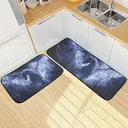 XYMZR Kitchen Mat Horse Fly Fantasy for Floor, 2 Piece, Non Slip Washable Kitchen Rugs for Kitchen & Home Decor, Sink, Bathroom 19.7” x 27.6” + 19.7” + 47.2”