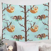 Funny Wintery Sloths Tapestry