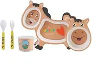 Awlfim Creative New Cute Cartoon Bamboo Fiber Children's Tableware Set 5-Piece Gift Box Promotion Gift